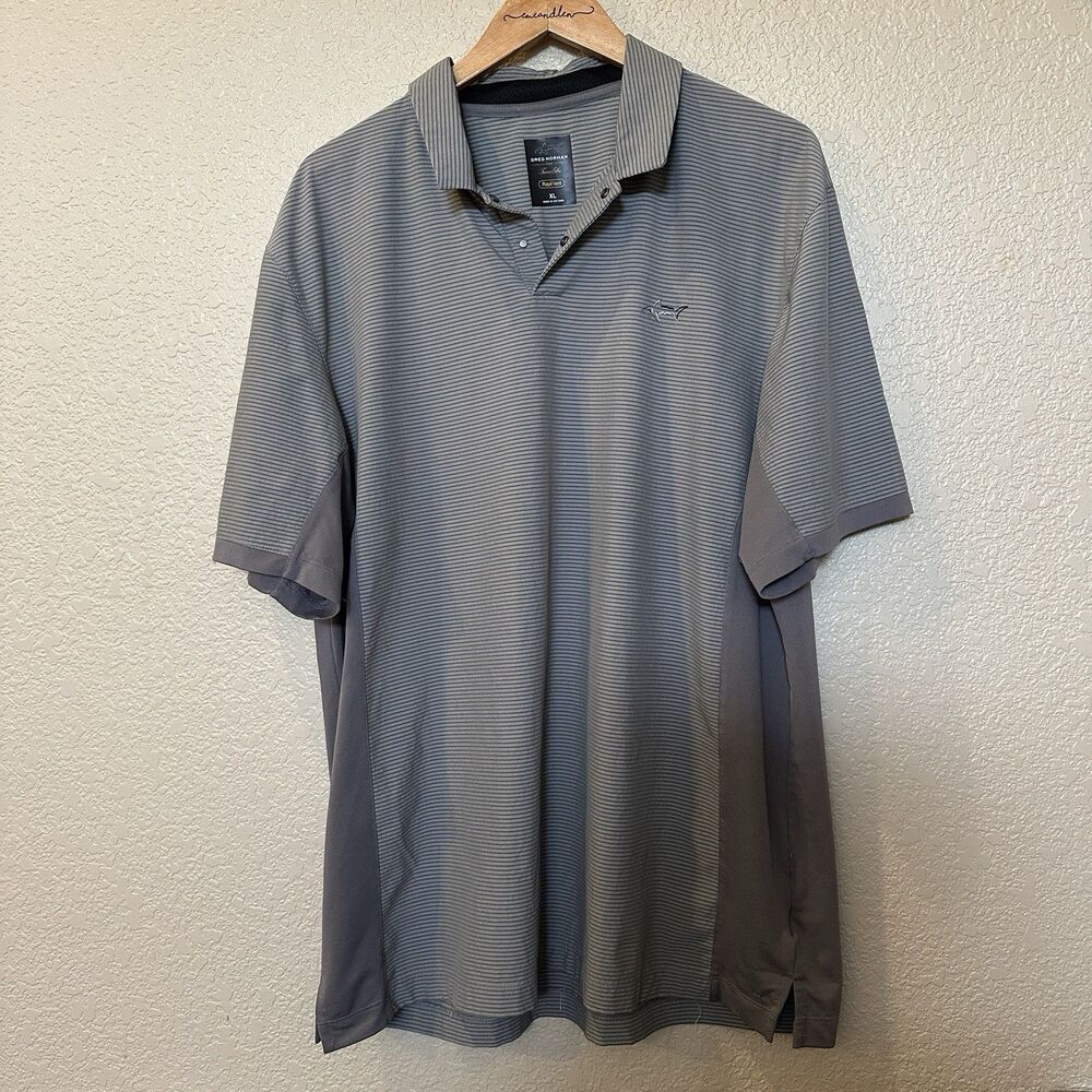 greg norman for tasso elba Polo RapiVent XL Grey Stripes Golf Men’s Shirt